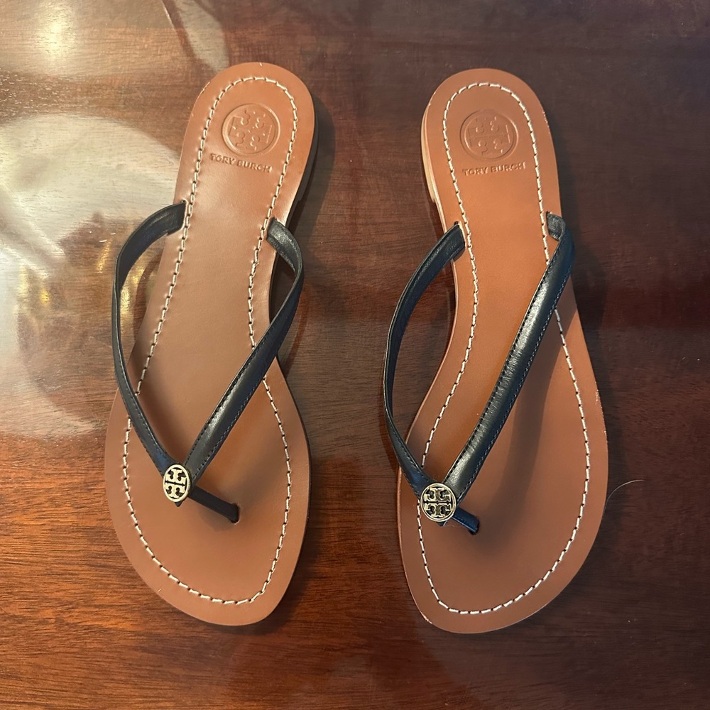 Tory Burch Terra Leather Flip Flops
